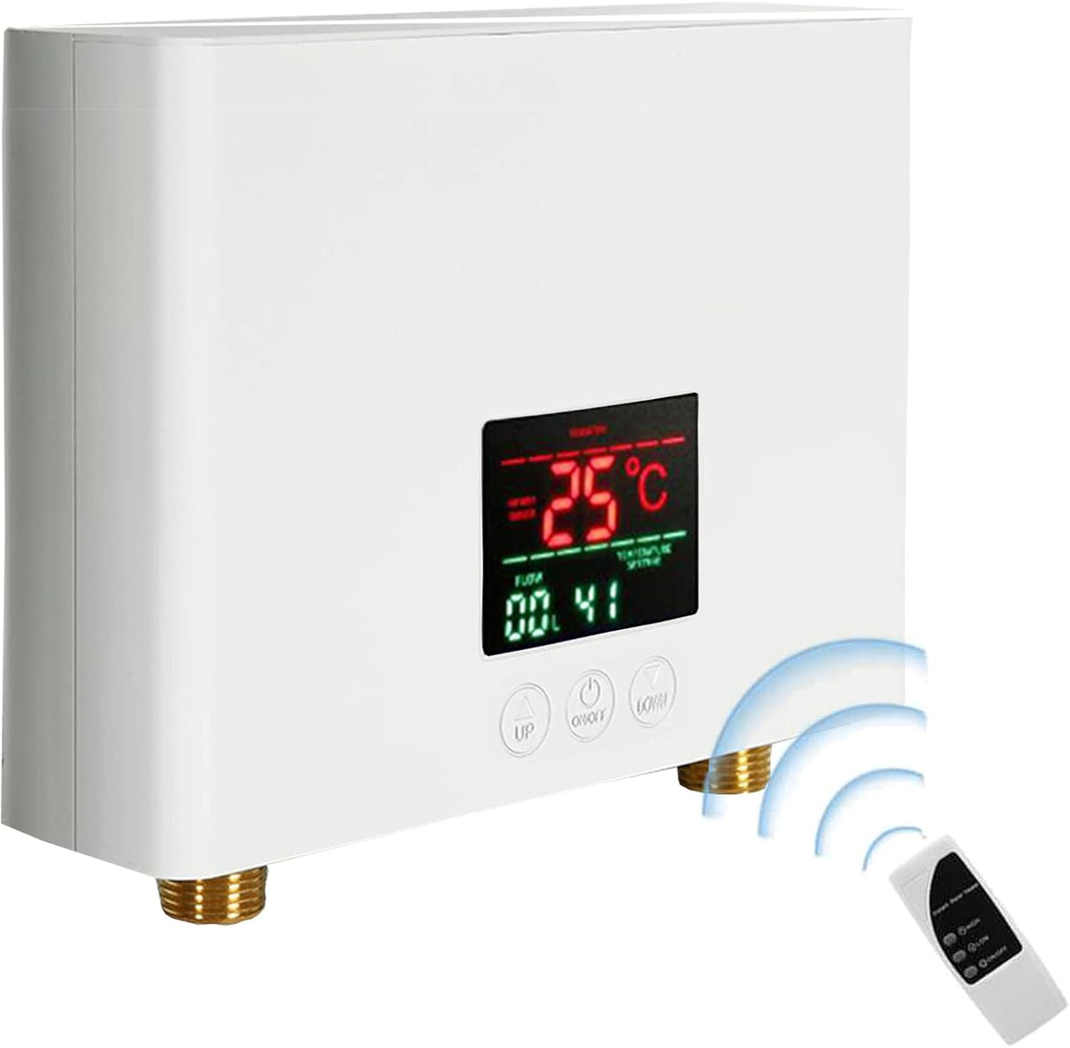 LQWY 3000W 110V Mini Electric Tankless Water Heater with Remote Control and Digital Display, Instant On-Demand Hot Water for Under-Sink Home and Kitchen Use