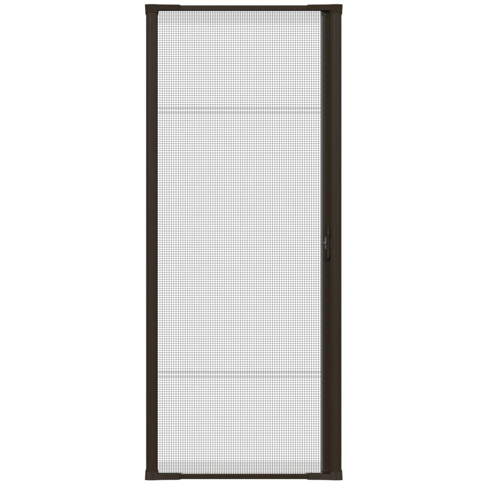 Retractable Screen Door by Larson Brisa, 36-in x 96-in Brown Aluminum Frame, Model 77210481