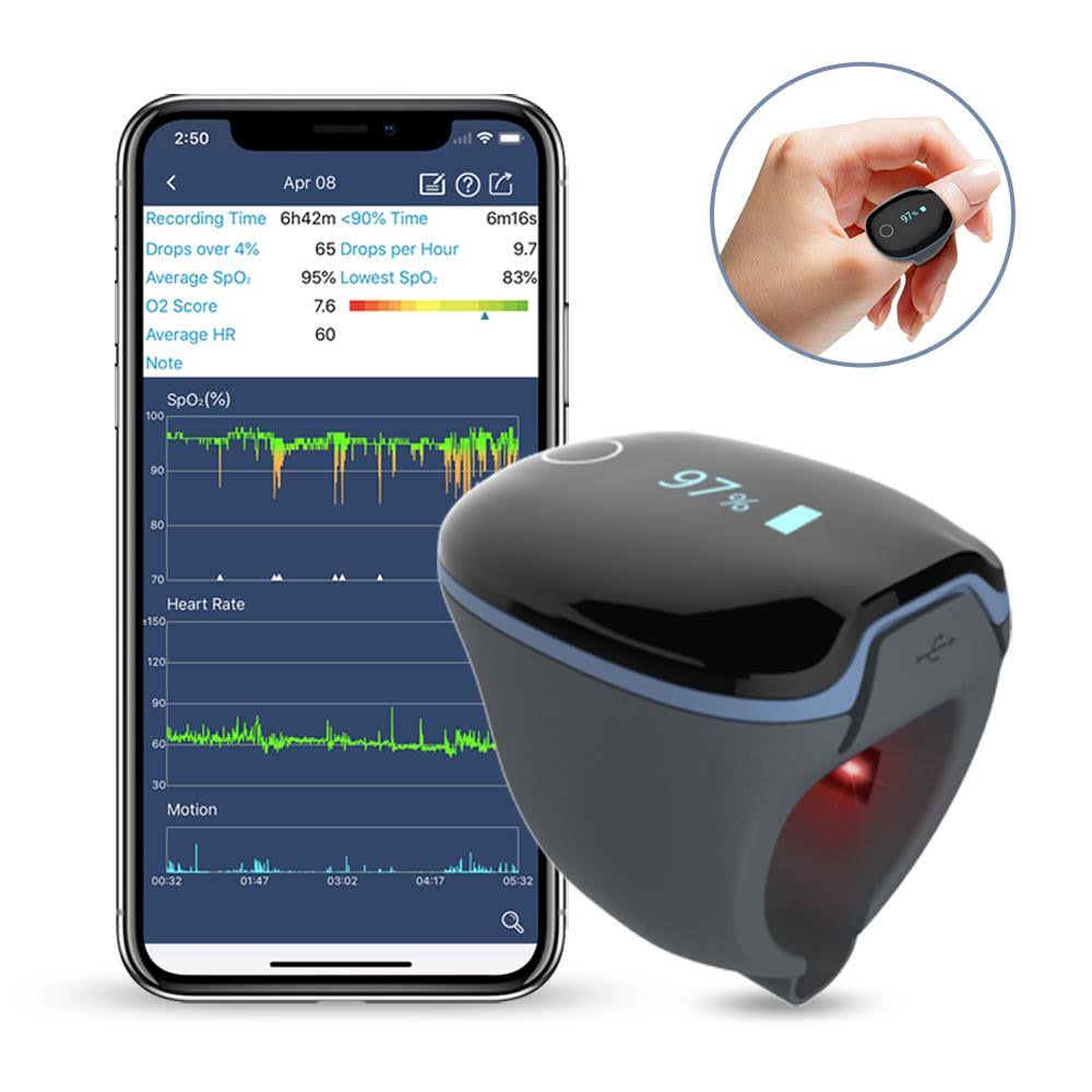 LOOKEE O2Ring by Wellue, Continuous Overnight Ring Pulse Oximeter and Oxygen Monitor