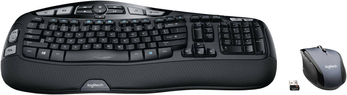 Renewed Logitech MK570 Wireless Keyboard and Optical Mouse Set with Comfort Wave Design