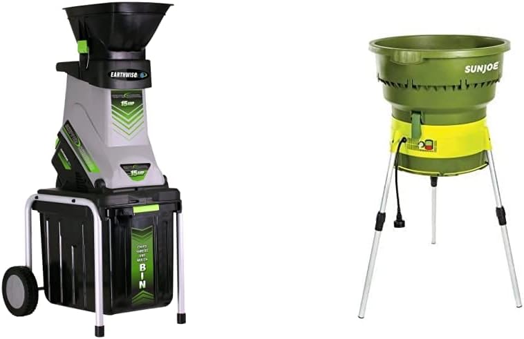 Earthwise GS70015 15-Amp Corded Electric Garden Chipper with Collection Bin