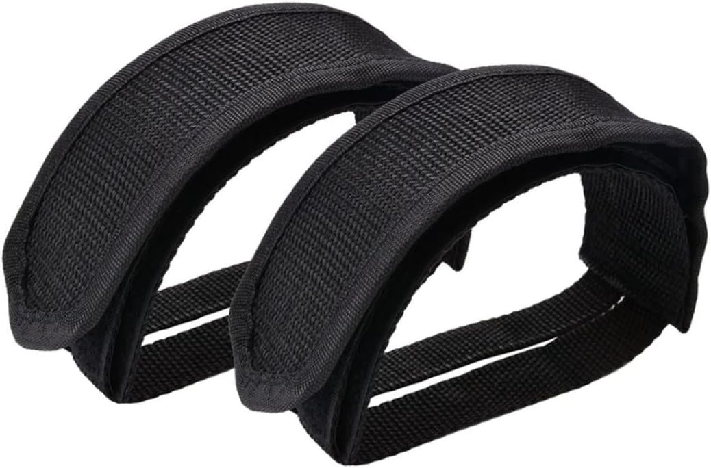 Black Bike Pedal Straps with Toe Clips, 2Pcs Cycling Foot Straps for Kids and Fixed-Gear Bikes