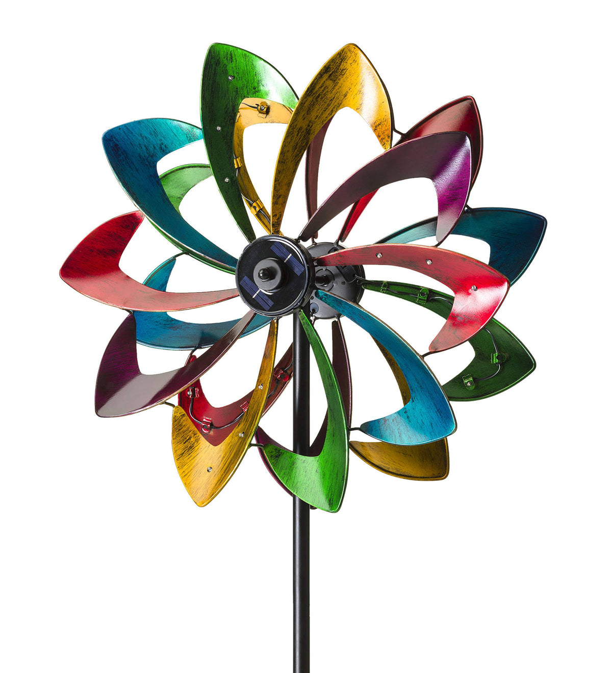 Antique Solar LED Flower Garden Wind Spinner for Outdoor Décor
