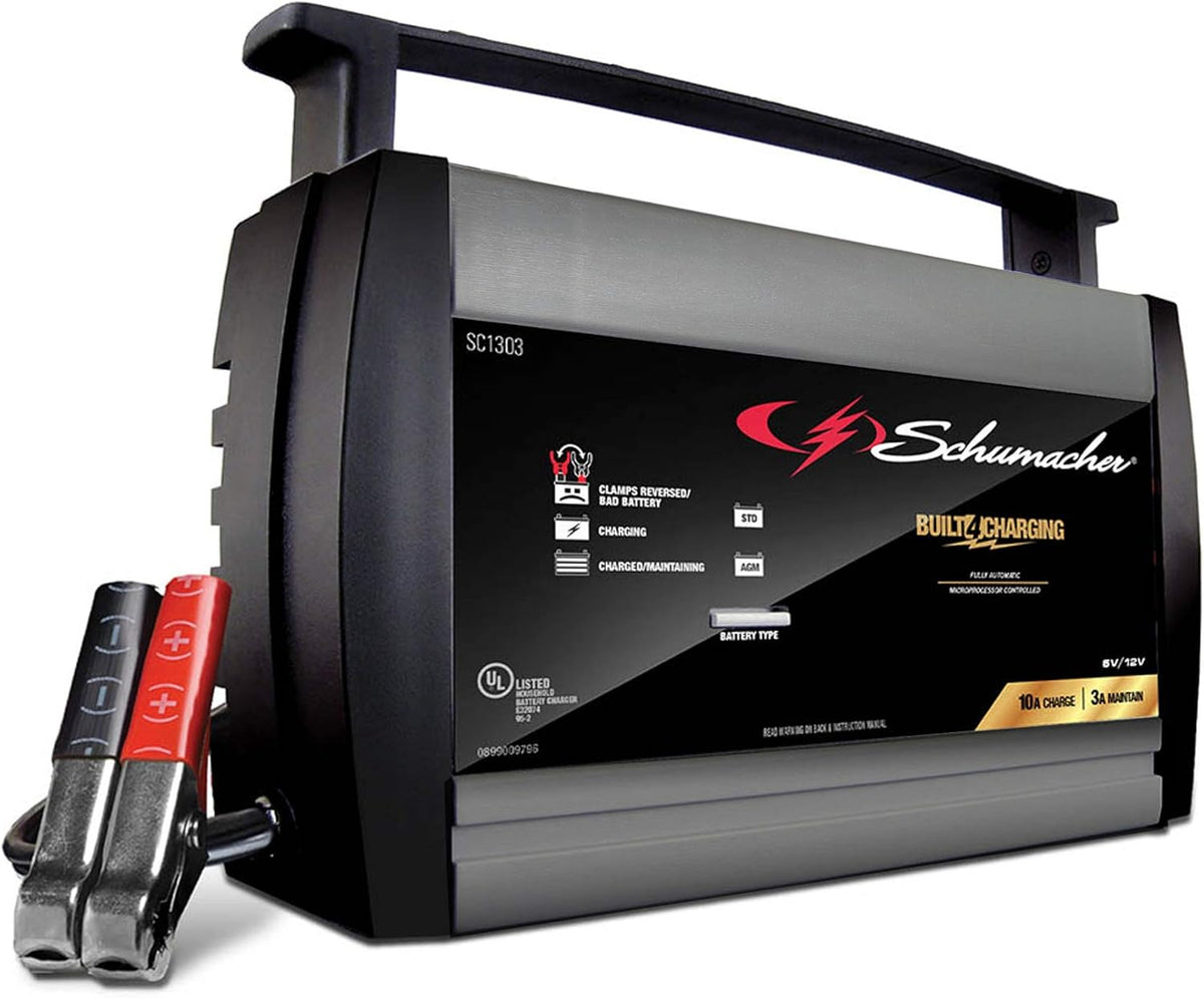 Schumacher Fully Automatic Battery Charger, Maintainer and Auto Desulfator with Battery Detection, 15 Amp/3 Amp, 6V/12V, for Cars, Trucks, SUVs, Marine and RV Batteries
