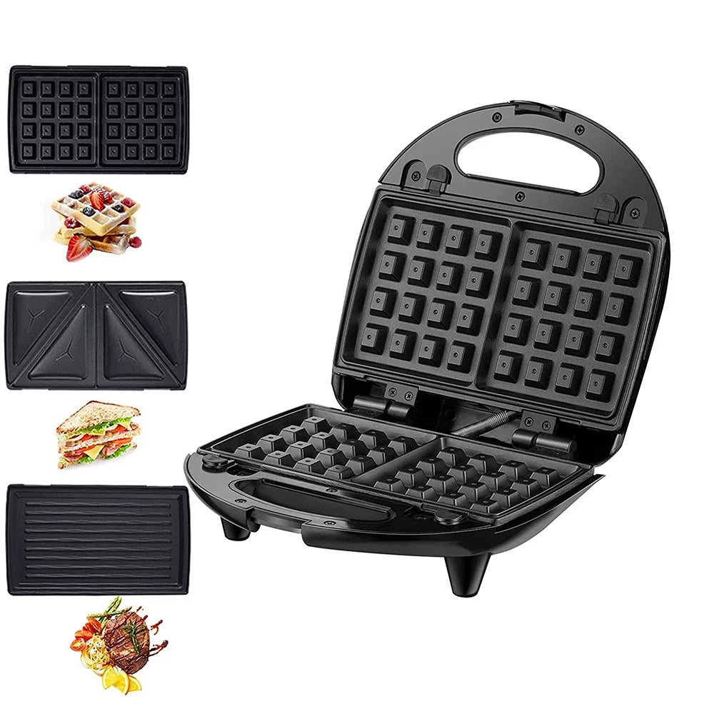 Multifunctional Breakfast Maker by Shinysix, Stainless Steel Electric Appliance for Bread, Waffles, Panini, Heating, and Steak