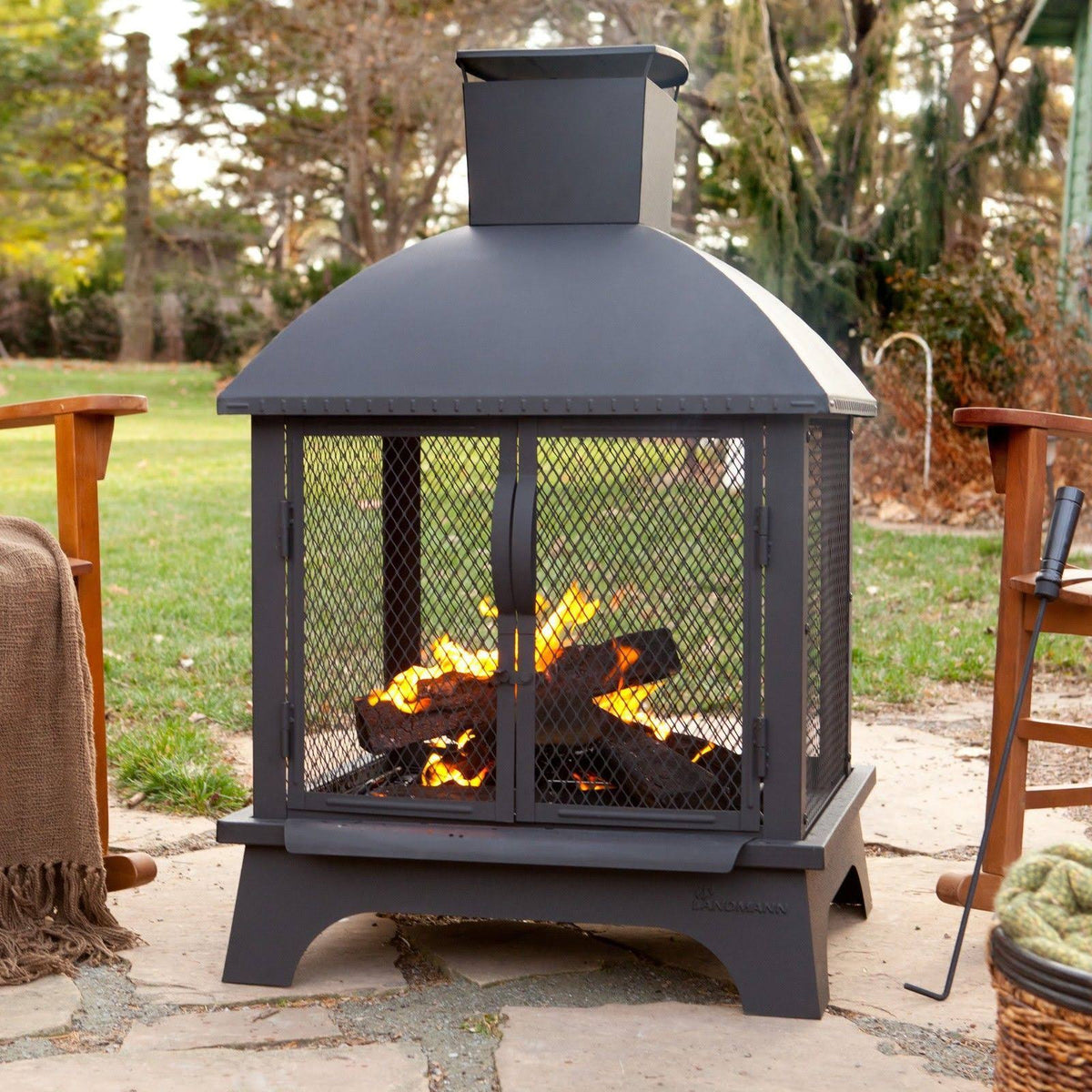 Landmann Redford Outdoor Fireplace, Black, 26×22 in., 2024