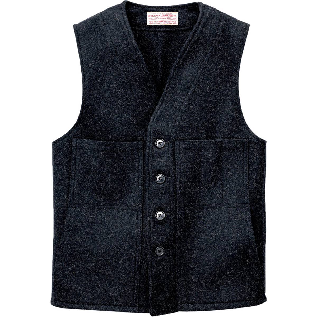 Charcoal Filson Mackinaw Wool Vest in Large