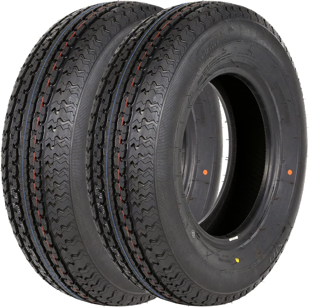 WEIZE 2-Pack ST205/75R15 Radial Trailer Tires, 8-Ply Load Range D