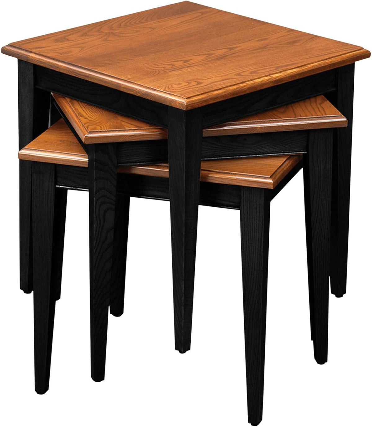Leick Nesting Table Set with Black and Medium Oak Finishes