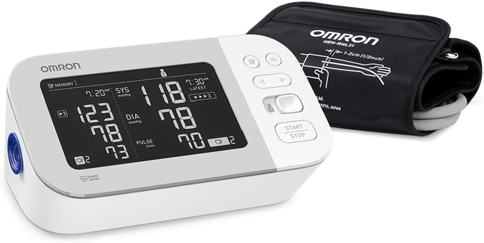 OMRON Platinum Upper Arm Blood Pressure Monitor with Bluetooth, Digital Readings for Two Users and Storage for 200 Measurements