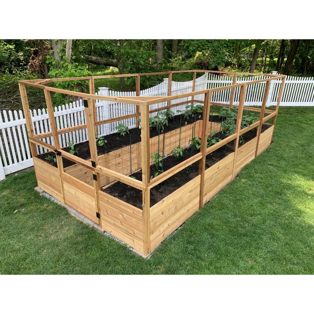 Outdoor Living Today Cedar Garden in a Box, 8 ft. x 16 ft., with Deer Fencing, RB816DFO
