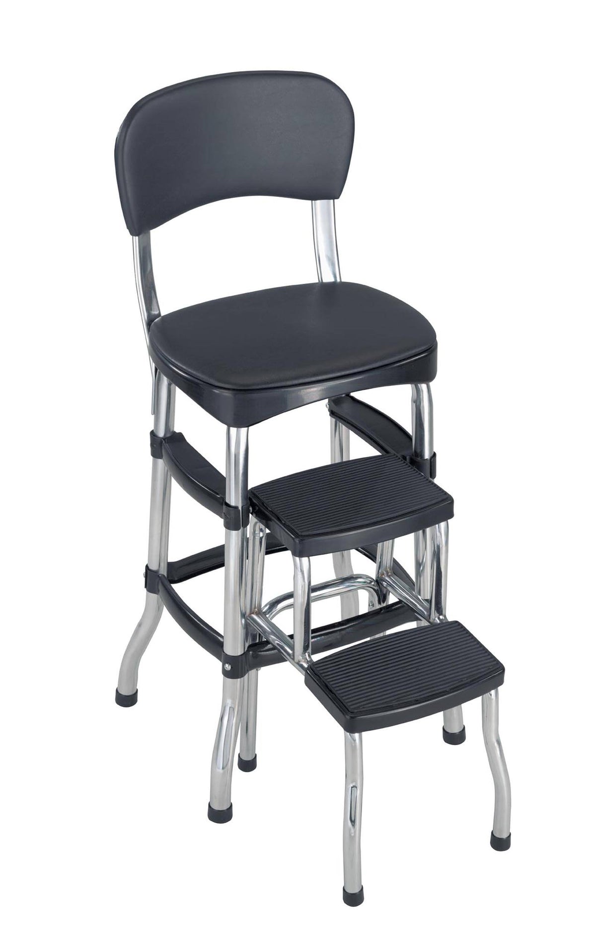 Cosco Black Retro Counter Chair and Step Stool