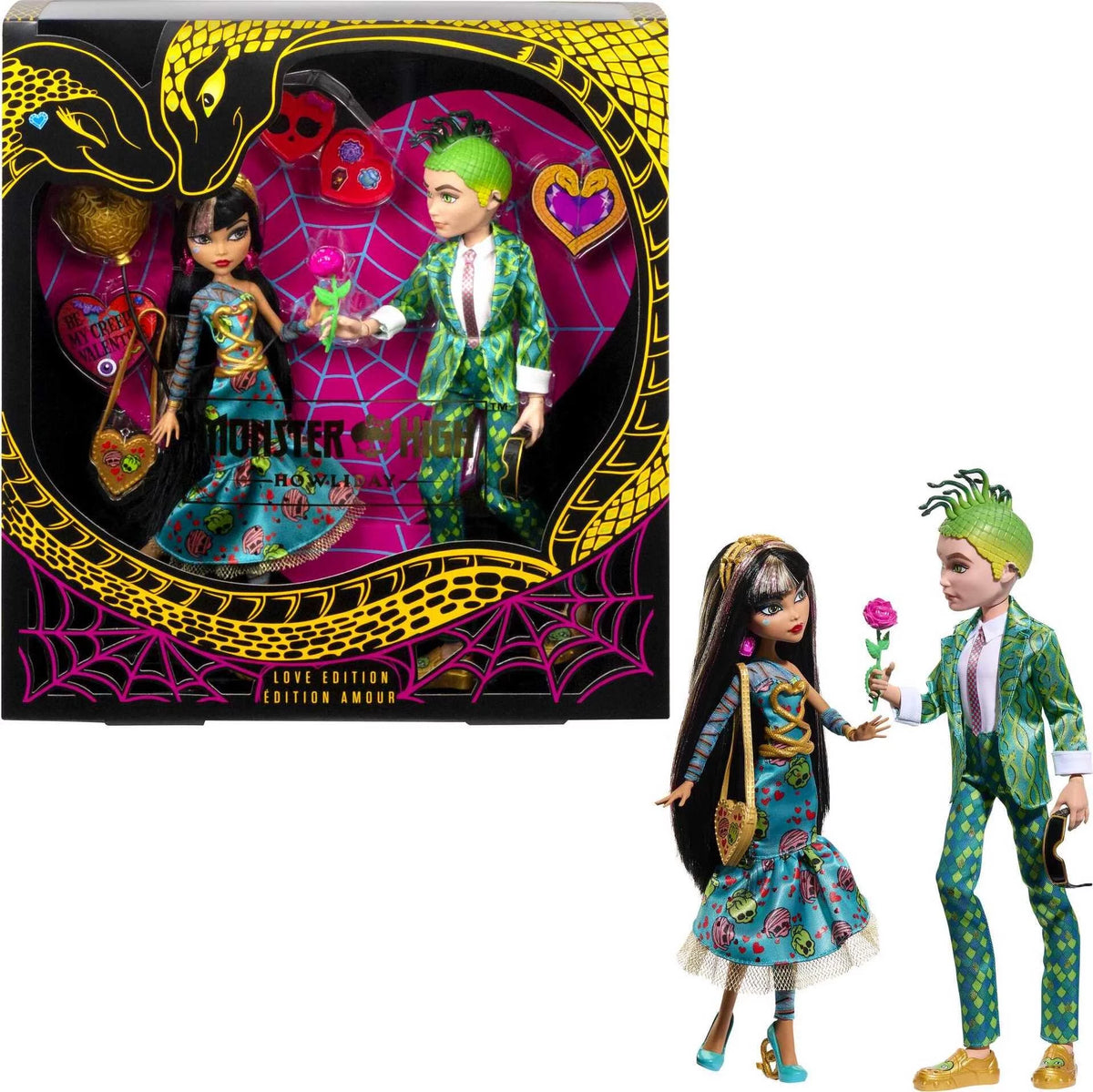 Monster High Howliday Love Edition Collectible Doll 2-Pack with Cleo De Nile and Deuce Gorgon