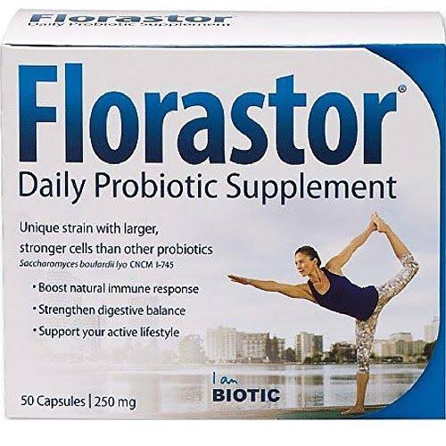 Florastor Probiotic Capsules, 250mg, 100 Count, Pack of 2