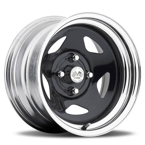 14-Inch x 7.0-Inch U.S. Wheel 021 Series Drift Star FWD Wheel, Chrome/Gloss Black Steel