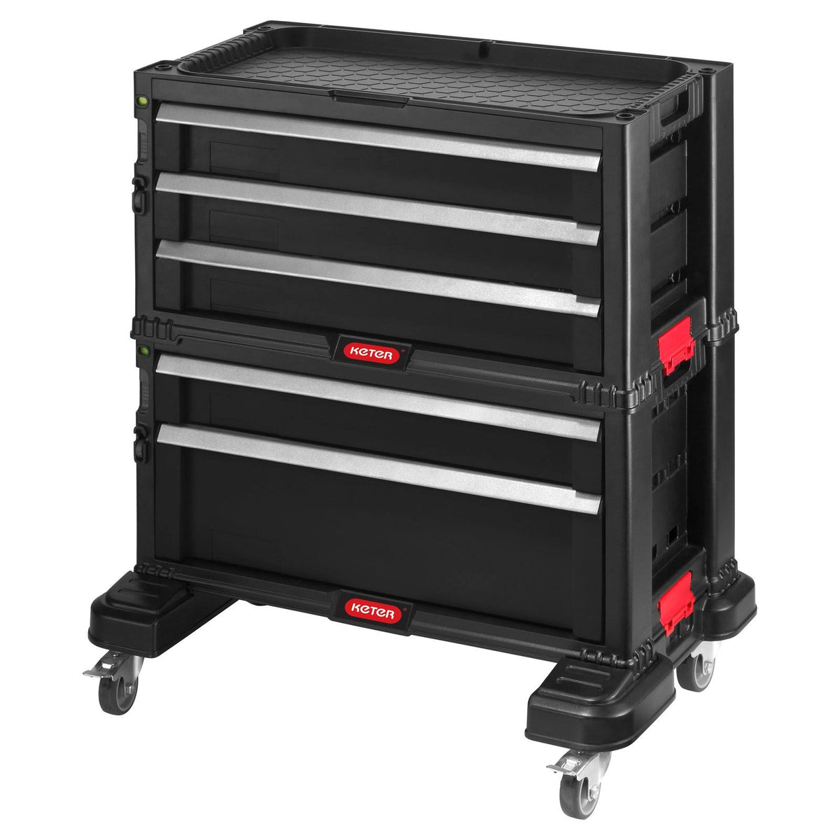 Keter Modular Tool Storage Chest with 5 Drawers, Black Plastic Resin