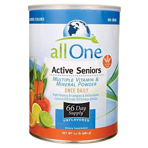 All One Active Seniors Multiple Vitamin & Mineral Powder, 66-Day Supply in a 2.2 lb Tin