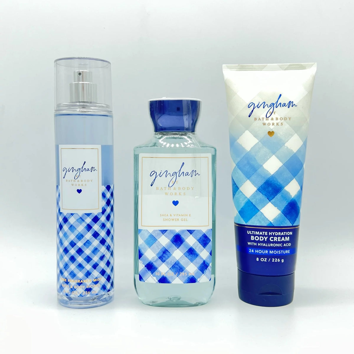 Bath & Body Works Gingham 3-Piece Fragrance Set with 8oz Fine Fragrance Mist, 10oz Shower Gel and 8oz Body Cream