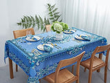 YiHomer Mykonos Blue Paisley Tile-Bordered Tablecloth, 60 x 84 Rectangle, Stain- and Water-Resistant Indoor or Outdoor Tabletop Cover for Picnics and Dinner Parties