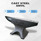 132-Lb Cast Steel Anvil with Single Horn, Round and Square Holes, High-Hardness Body and Stable Base for Metalsmith Bending and Shaping