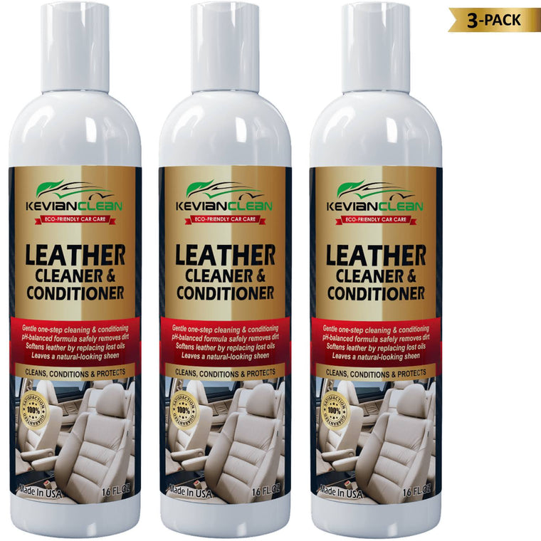 Kevianclean Leather Cleaner and Conditioner, 3-Pack of 16 oz Bottles