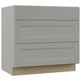 Hampton Bay Shaker Base Cabinet in Dove Gray, KDB36-SDV, Assembled with Pots and Pans Drawer, 36 in. x 34.5 in. x 24 in.