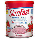 SlimFast Original Strawberries & Cream Meal Replacement Shake Mix, 10G Protein, 14 Servings