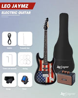 Leo Jaymz 39-Inch Full-Size ST-Style Electric Guitar Starter Kit with SSH Pickup, 5W Portable Amp, Tuner, Gig Bag, Strap and Accessories, Violet Ocean