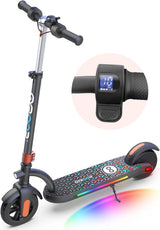 Gyroor Kids Electric Scooter with 200W Motor, LED Display, Colorful Lights, Adjustable Speed and Height, 10 MPH Speed and 10-Mile Range, Ages 8-12