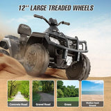 ELEMARA 2-Seater Kids Electric ATV with 10AH Battery, 4mph Max Speed & 2 Charging Ports, 12V Ride-On Quad with LED Headlights, Music & Radio, Green