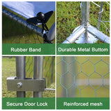 Kkonetoy Walk-In Poultry Cage with Waterproof Cover, 10 X 10 X 6.6ft Metal Chicken Coop and Duck Run