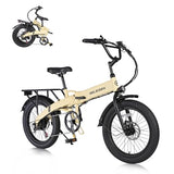 Folding 20′′ x 3.0 Fat-Tire Electric Bike for Adults with 374.4Wh Battery, 20MPH Cargo E-Bike, LCD Color Display and 6-Speed Gears, Fits Riders 50+