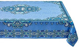YiHomer Mykonos Blue Paisley Tile-Bordered Tablecloth, 60 x 84 Rectangle, Stain- and Water-Resistant Indoor or Outdoor Tabletop Cover for Picnics and Dinner Parties