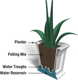 Mayne Fairfield 16in Square Self-Watering Planter in Espresso, Durable Resin Design, Model 5887-ES