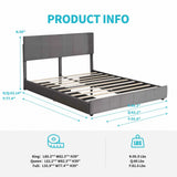 CECER King Upholstered Platform Bed with Velvet Adjustable Headboard, 4 Storage Drawers and Solid Metal and Wood Frame, Easy Assembly, Dark Grey