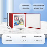 Auseo 1.2 Cu. Ft. Compact Upright Freezer for Home or Office, Mini Stand-Up Refrigerator-Freezer in Red