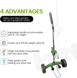 EJWOX Garden Pot Mover with Adjustable Handle, Heavy-Duty Plant Dolly, Flat-Free Wheels and Gripping Suction Cups for Loads up to 165 Lbs