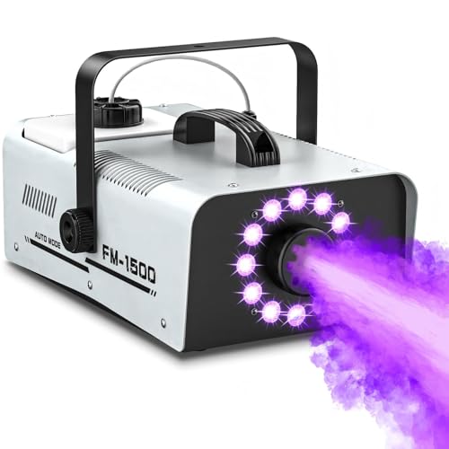 1500W Outdoor Fog Machine with 20000CFM Output, 2L Tank, LED Lighting, 13 Colors, 4 Light Modes and Dual Wireless Remotes