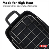 OXO Obsidian 12-Inch Carbon Steel Wok Pan, Pre-Seasoned with Removable Silicone Handle Holder, Induction and Oven Safe, Black