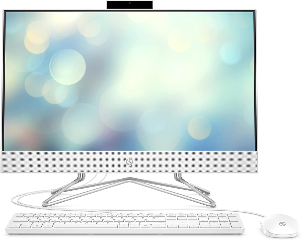 HP 22 All-in-One Desktop in Snow White, Featuring AMD Athlon Silver 3050U, Radeon Graphics, 4 GB RAM, 256 GB SSD, and Windows 11 Home (22-dd0210)