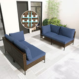 Grand patio 7-Piece Boho Wicker Conversation Set in Cream, Featuring a Sectional Sofa, Water-Resistant Thick Cushions, and Coffee Table