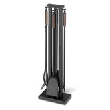 Pilgrim Hearth 5-Piece Fireplace Tool Set with Matte Black Finish and Burnished Bronze Handles