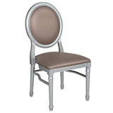 Flash Furniture Hercules Series King Louis Chair Set, 2-Pack with 900 lb. Capacity, Taupe Vinyl Seat and Back, Silver Frame