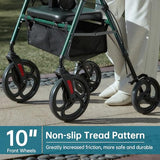 ELENKER Rollator Walker with 10′′ Wheels, Sponge-Padded Seat and Backrest, Fully Adjustable Frame for Seniors, Green