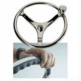 13-Inch Edson Stainless Steel Steering Wheel with Comfort Grip and PowerKnob