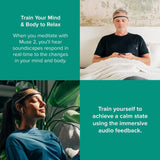 MUSE 2 Brain-Sensing Headband with Multi-Sensor Meditation Tracking and Responsive Sound Feedback for Brainwave, Heart, Body and Breath Activity, Black/Grey