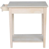 Narrow Transitional End Table in Natural Wood, Featuring One Drawer by Pemberly Row