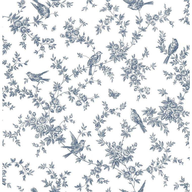 Brewster Cassandra Navy Floral Trails Wallpaper, 2766-003519