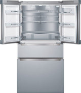 Bosch 800 Series Counter-Depth Smart Refrigerator, 20.5 Cu. Ft. with 4-Door French Door Configuration, Stainless Steel