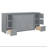 Twin Wall Bed with Wood Cabinet Frame, Charging Station, Outlet, USB Ports and Storage Drawers, Space-Saving Murphy Bed for Home Office or Studio, White